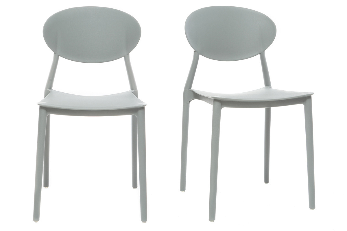 Chaises design empilables gris clair int�rieur - ext�rieur (lot de 2) ANNA