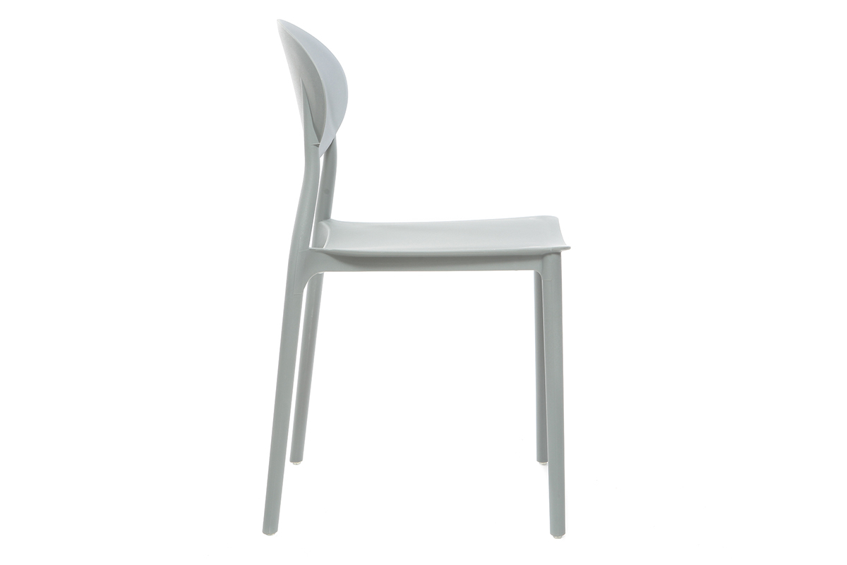 Chaises design empilables gris clair int�rieur - ext�rieur (lot de 2) ANNA