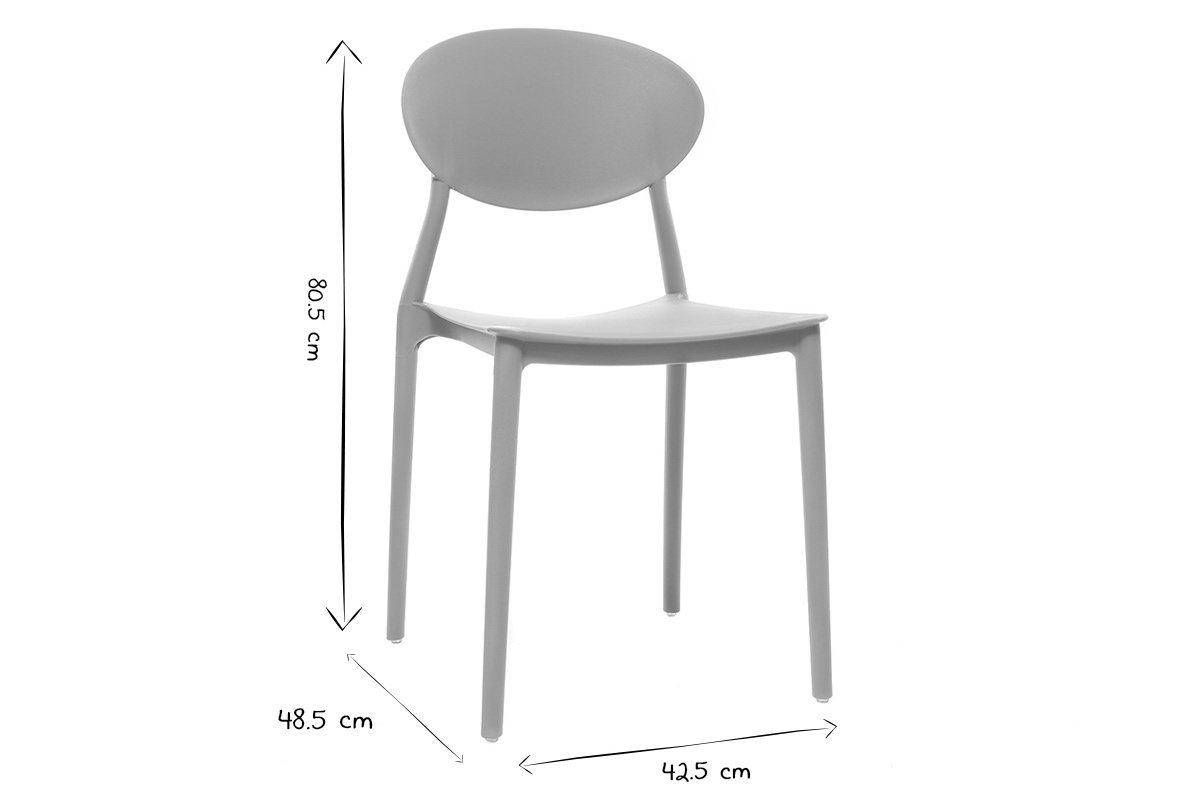 Chaises design empilables gris clair int�rieur - ext�rieur (lot de 2) ANNA