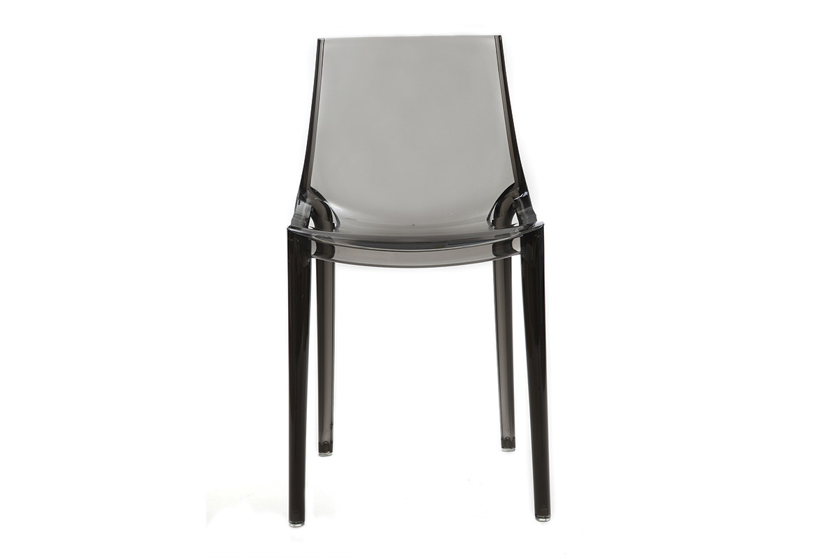 Chaises design empilables gris transparent int�rieur - ext�rieur (lot de 2) YZEL