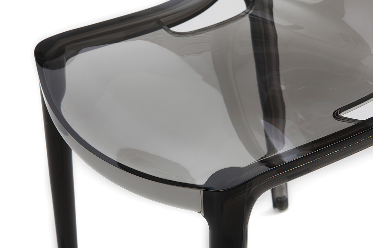 Chaises design empilables gris transparent int�rieur - ext�rieur (lot de 2) YZEL