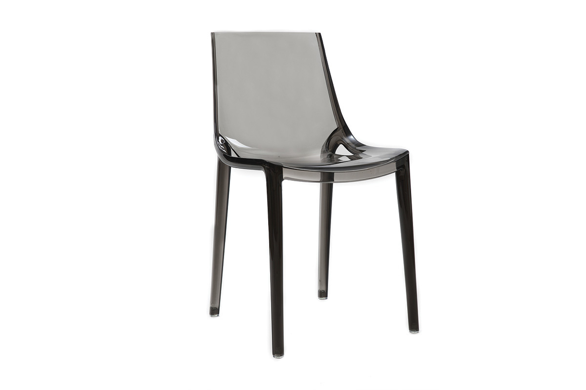 Chaises design empilables gris transparent int�rieur - ext�rieur (lot de 2) YZEL