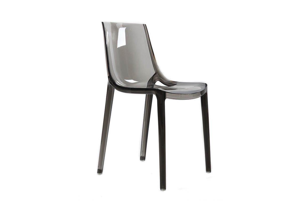 Chaises design empilables gris transparent int�rieur - ext�rieur (lot de 2) YZEL