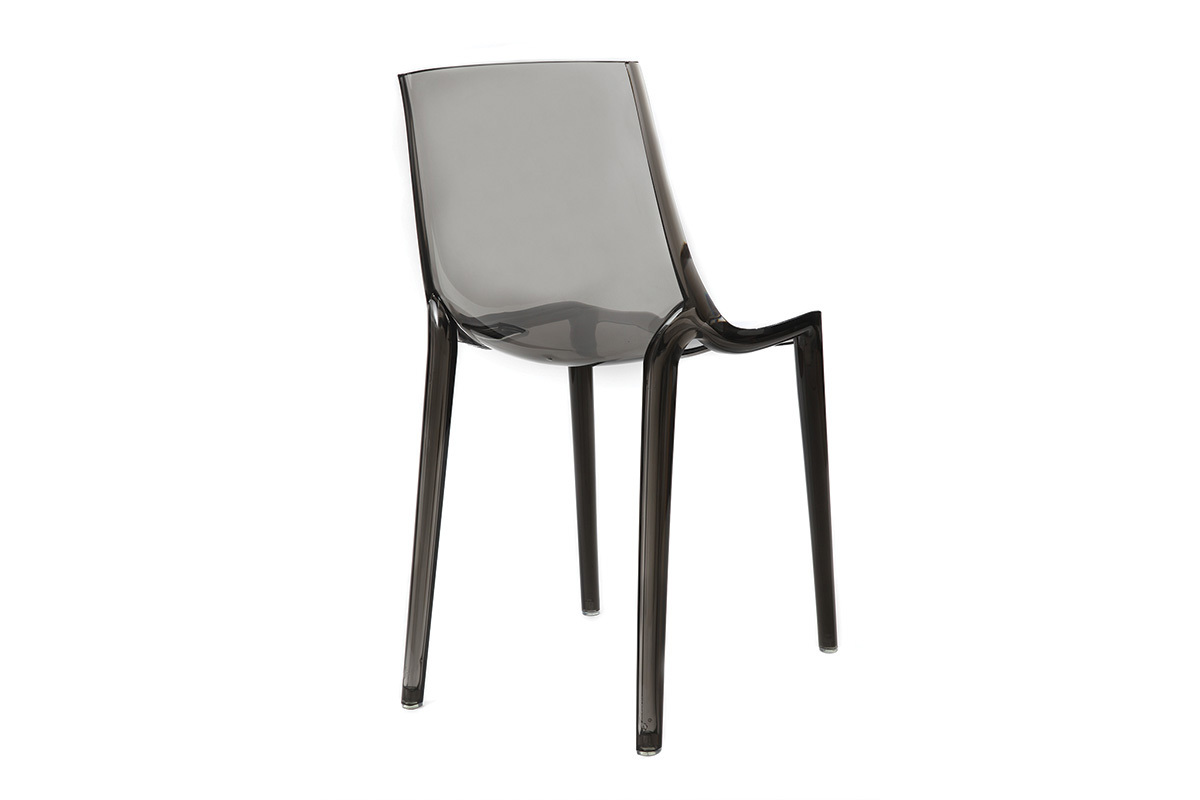 Chaises design empilables gris transparent int�rieur - ext�rieur (lot de 2) YZEL