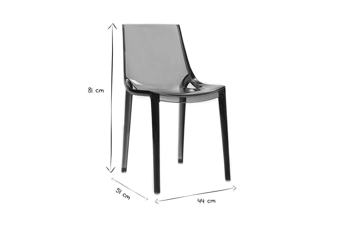 Chaises design empilables gris transparent int�rieur - ext�rieur (lot de 2) YZEL