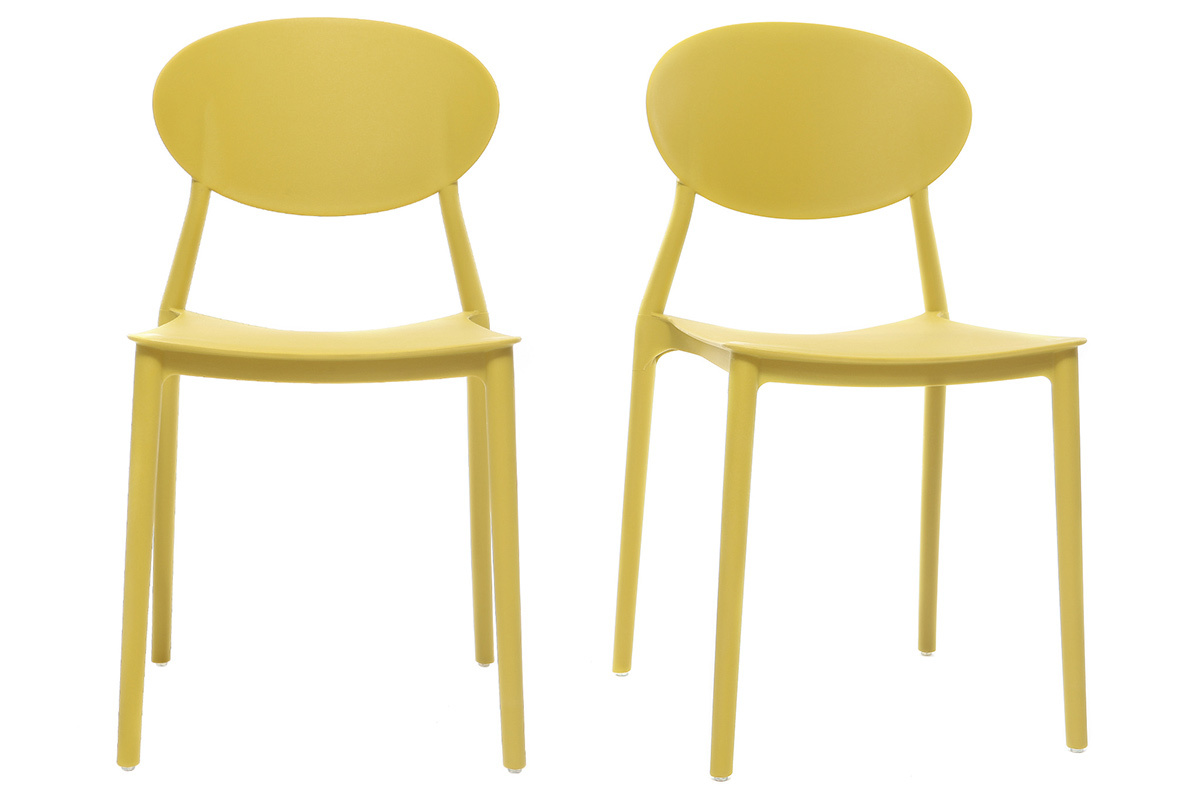 Chaises design empilables jaunes int�rieur - ext�rieur (lot de 2) ANNA