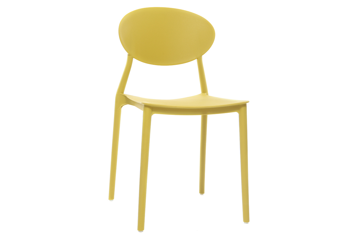 Chaises design empilables jaunes int�rieur - ext�rieur (lot de 2) ANNA