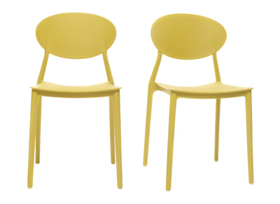 Chaises design empilables jaunes int&eacute;rieur - ext&eacute;rieur (lot de 2) ANNA
