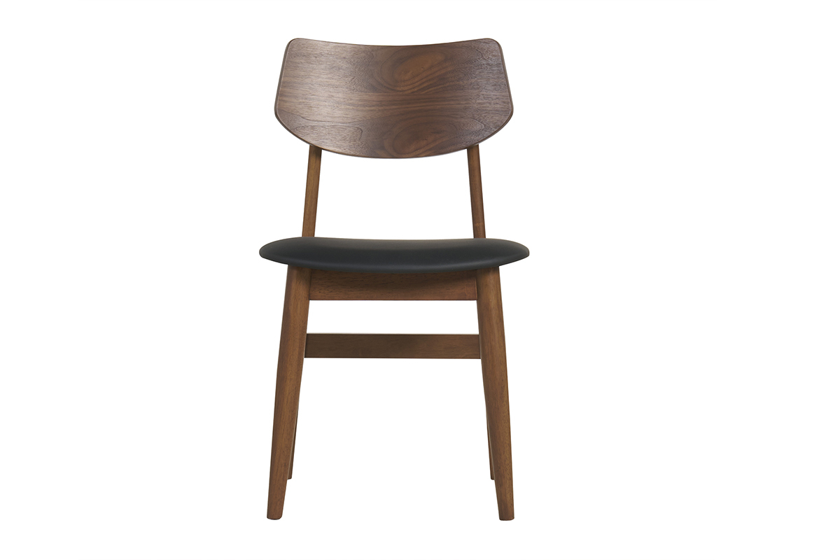 Chaises design en bois fonc� et noir (lot de 2) ELION