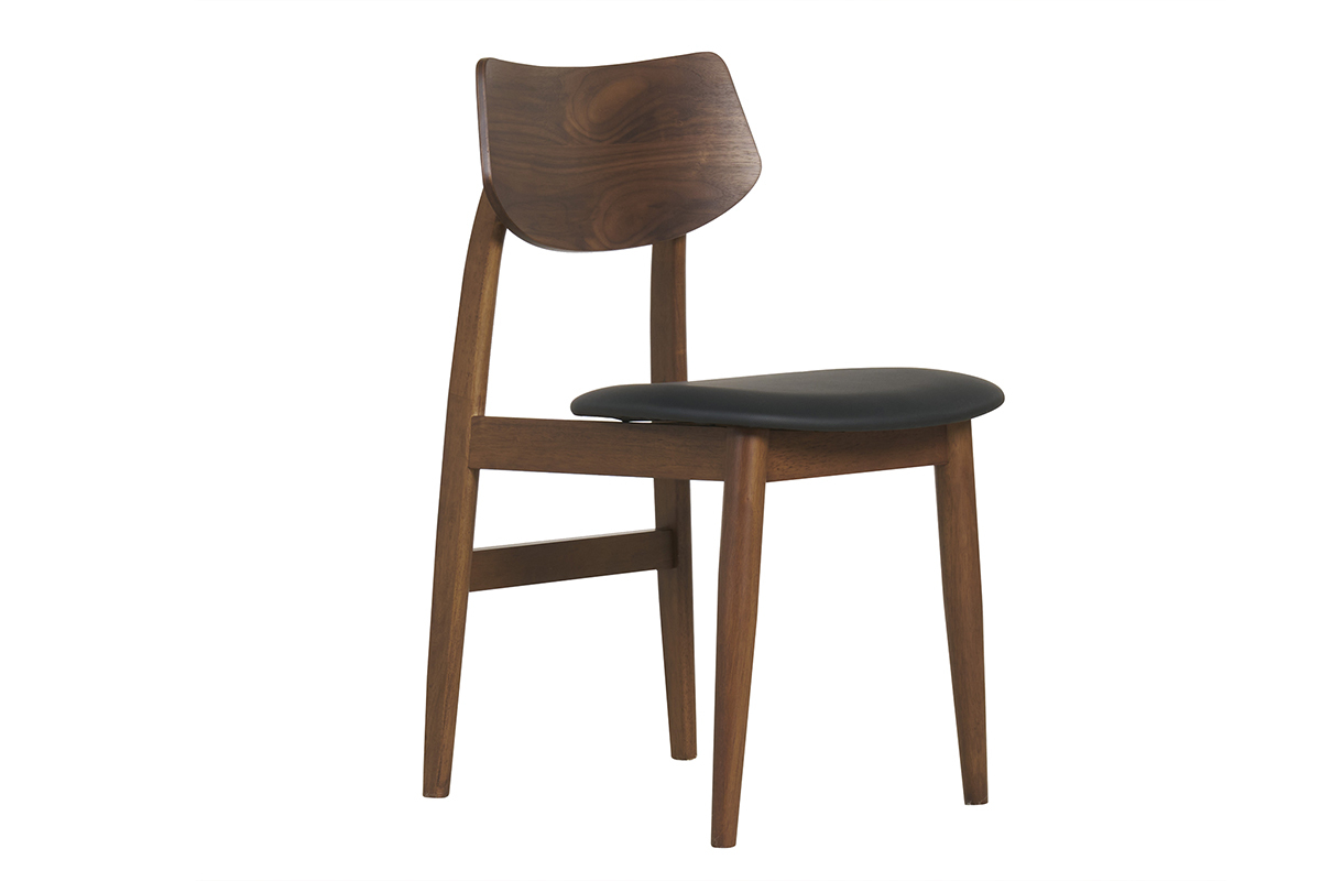 Chaises design en bois fonc� et noir (lot de 2) ELION