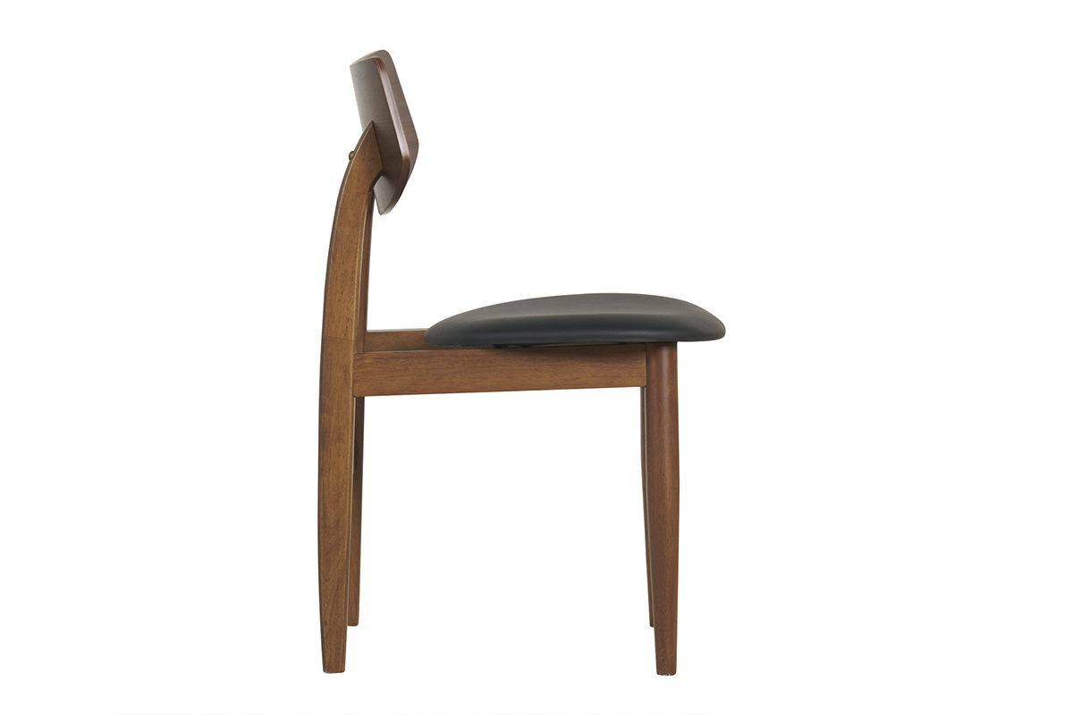 Chaises design en bois fonc� et noir (lot de 2) ELION