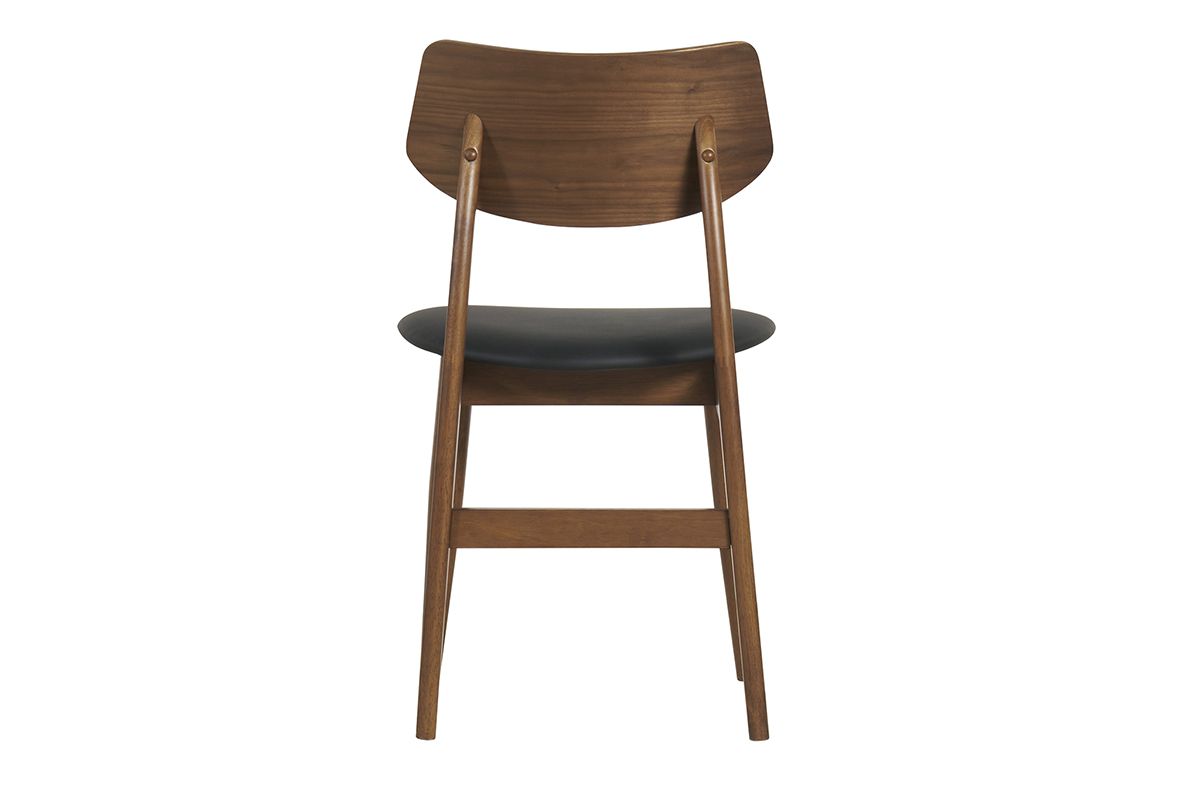 Chaises design en bois fonc� et noir (lot de 2) ELION