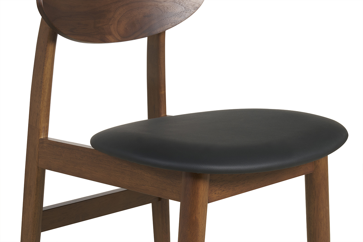 Chaises design en bois fonc� et noir (lot de 2) ELION