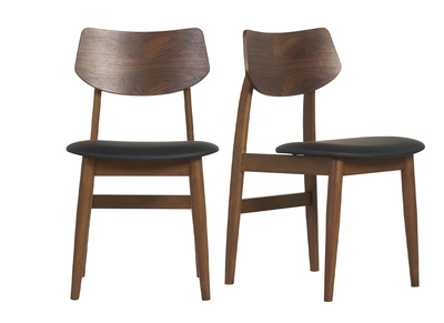 Chaises design en bois fonc&eacute; et noir (lot de 2) ELION