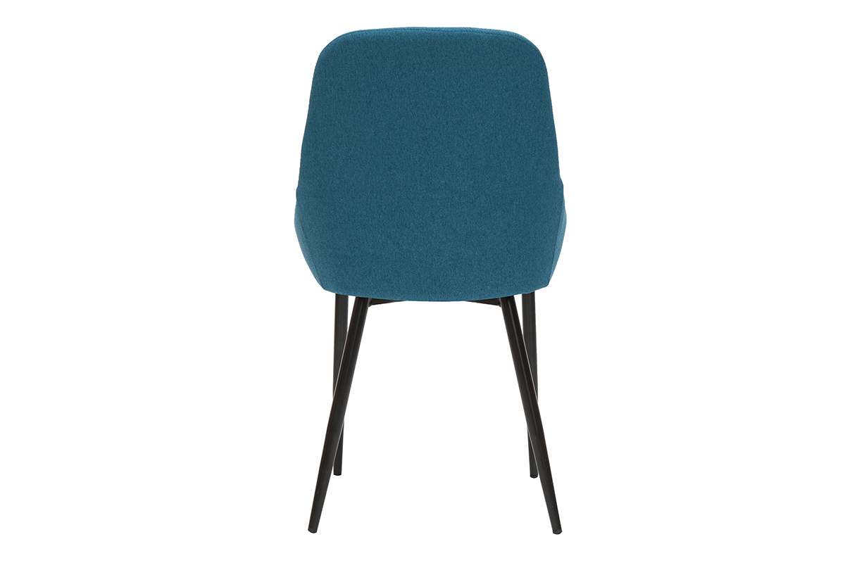 Chaises design en tissu bleu canard et m�tal noir (lot de 2) HOLO