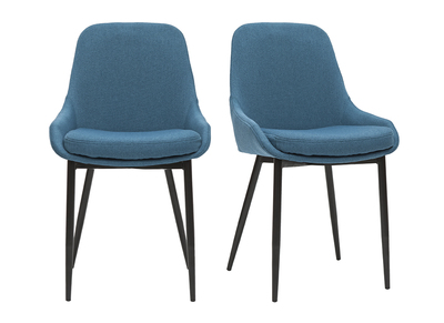 Chaises design en tissu bleu canard et m&eacute;tal noir (lot de 2) HOLO