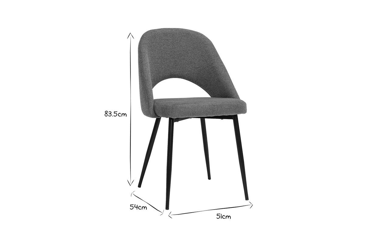 Chaises design en tissu effet laine boucl�e blanc et m�tal noir (lot de 2) COSETTE