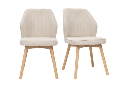 Chaises design en tissu effet velours beige et bois clair (lot de 2) FANETTE