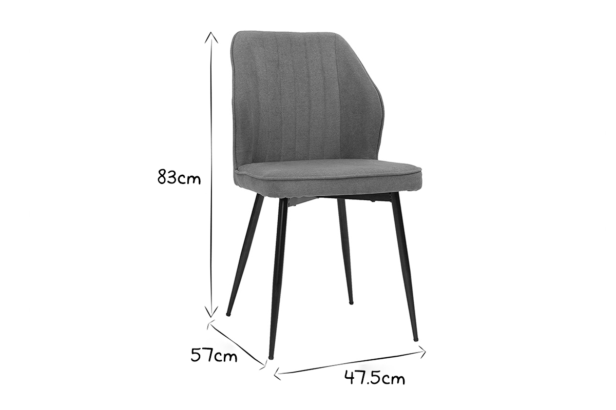 Chaises design en tissu effet velours beige et m�tal noir (lot de 2) FANETTE