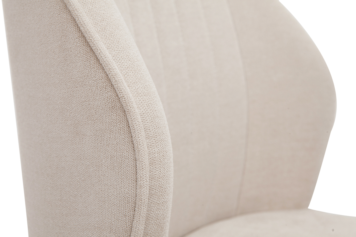 Chaises design en tissu effet velours beige et m�tal noir (lot de 2) FANETTE