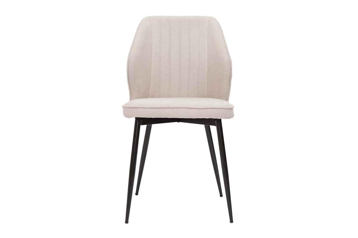 Chaises design en tissu effet velours beige et m�tal noir (lot de 2) FANETTE