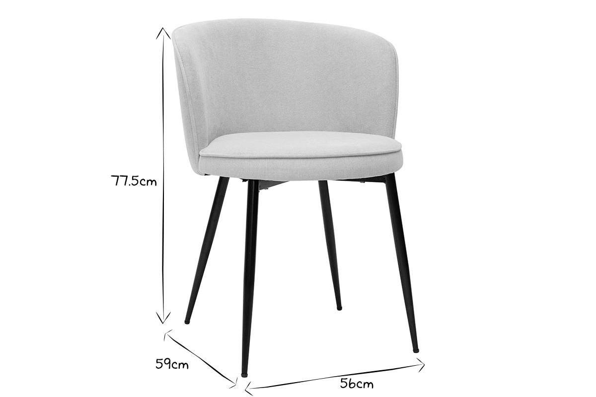 Chaises design en tissu effet velours beige et m�tal noir (lot de 2) SERIF