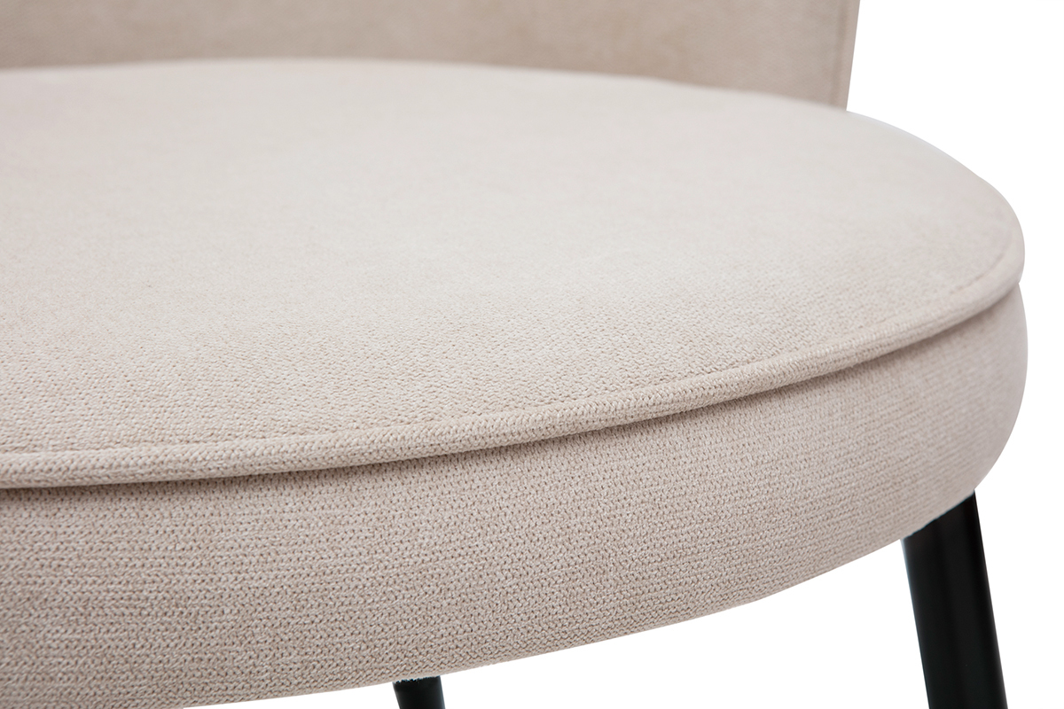 Chaises design en tissu effet velours beige et m�tal noir (lot de 2) SERIF