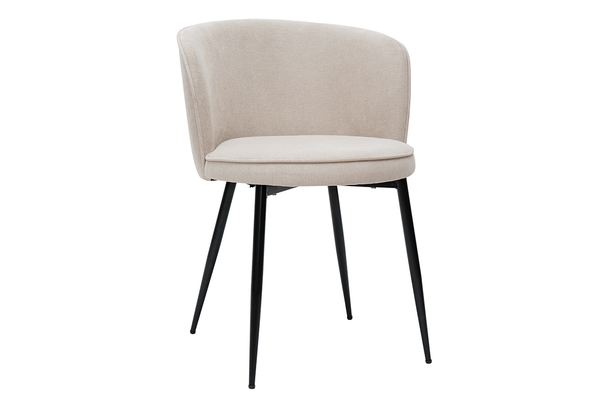 Chaises design en tissu effet velours beige et m�tal noir (lot de 2) SERIF