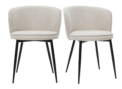 Chaises design en tissu effet velours beige et m&eacute;tal noir (lot de 2) SERIF