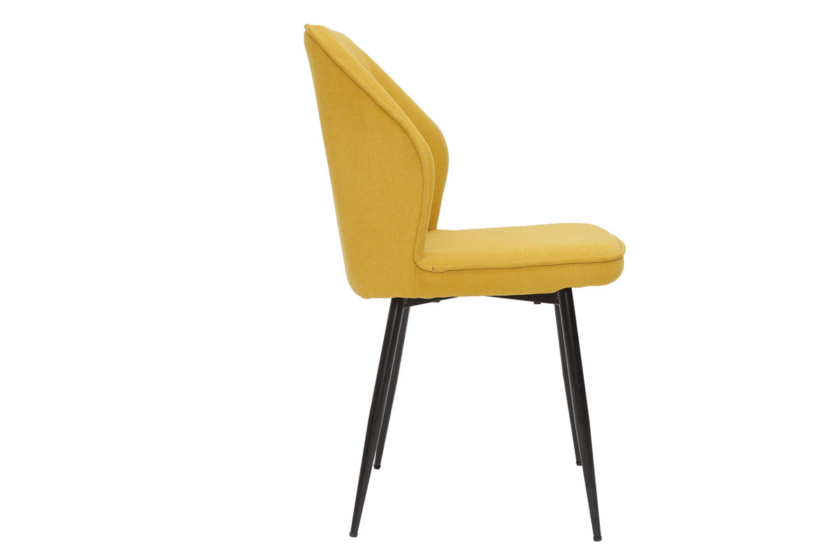 Chaises design en tissu effet velours jaune moutarde et m�tal noir (lot de 2) FANETTE