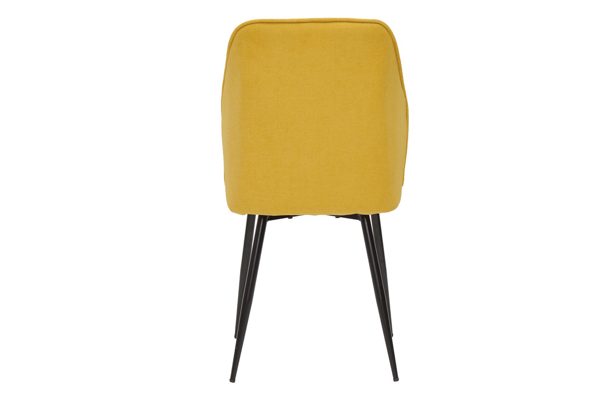 Chaises design en tissu effet velours jaune moutarde et m�tal noir (lot de 2) FANETTE