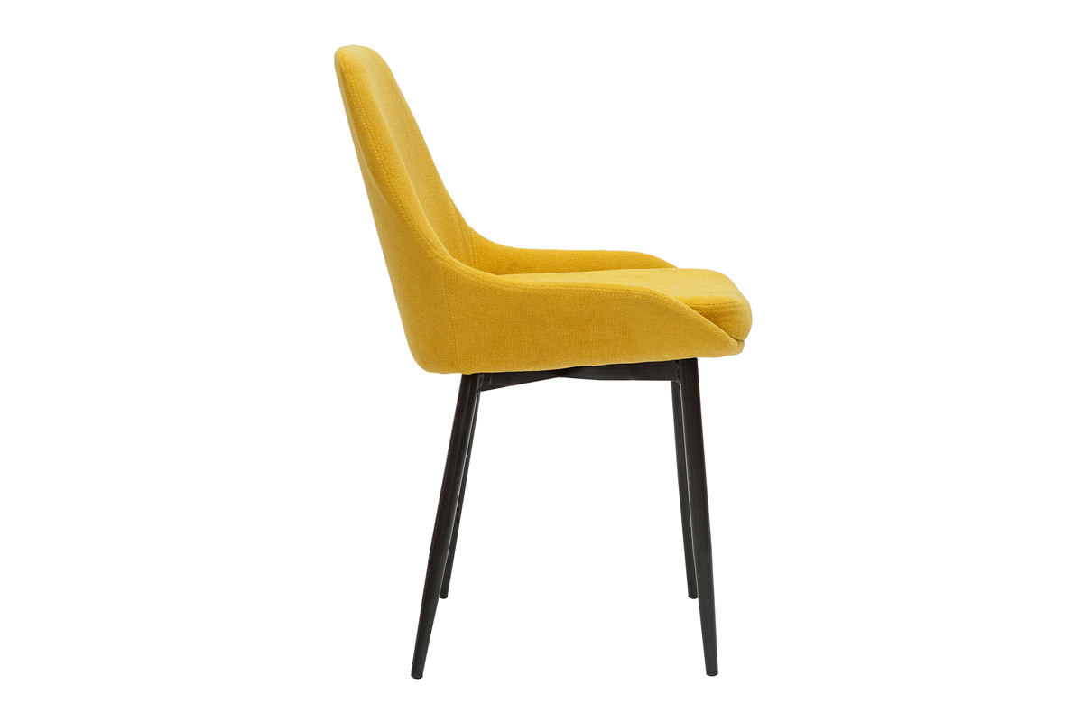 Chaises design en tissu effet velours jaune moutarde et m�tal noir (lot de 2) HOLO