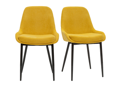 Chaises design en tissu effet velours jaune moutarde et m&eacute;tal noir (lot de 2) HOLO