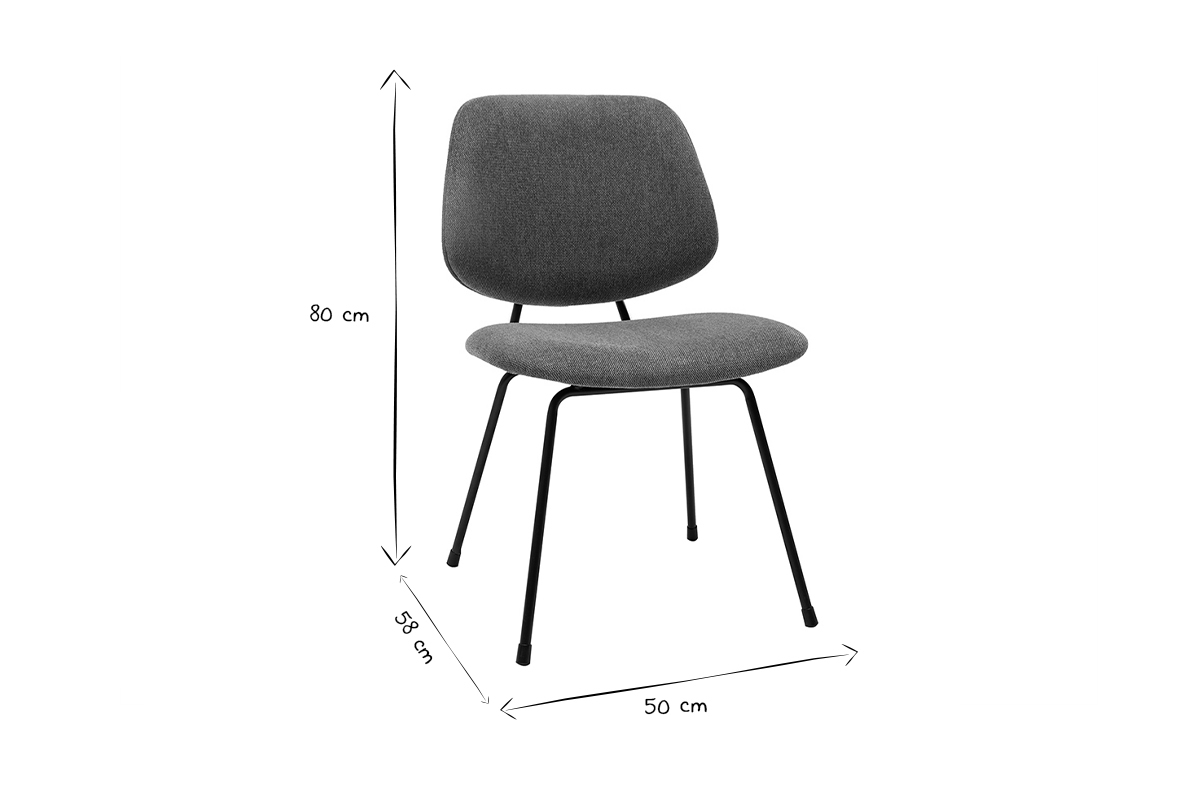 Chaises design en tissu effet velours terre br�l�e et m�tal noir (lot de 2) BARNET