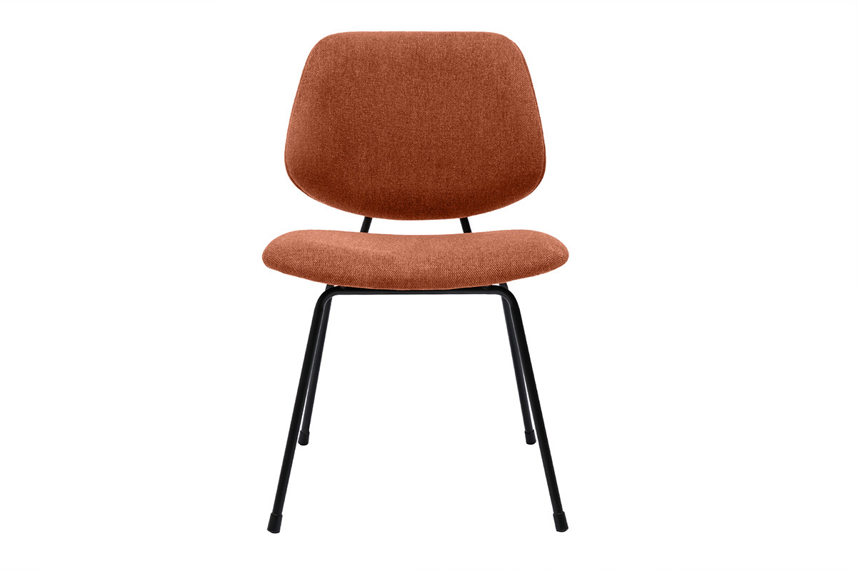 Chaises design en tissu effet velours terre br�l�e et m�tal noir (lot de 2) BARNET