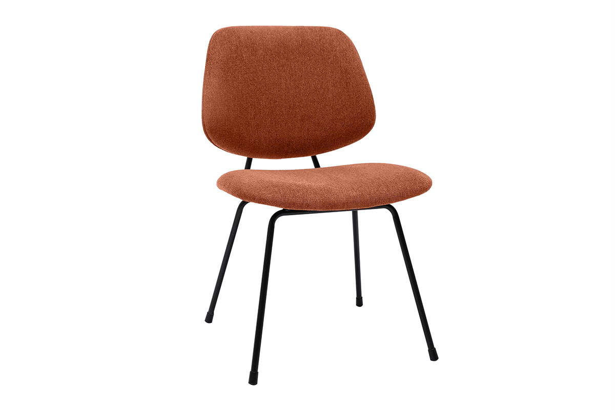 Chaises design en tissu effet velours terre br�l�e et m�tal noir (lot de 2) BARNET