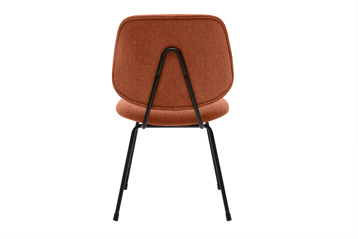Chaises design en tissu effet velours terre br�l�e et m�tal noir (lot de 2) BARNET