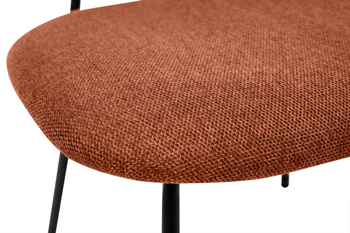 Chaises design en tissu effet velours terre br�l�e et m�tal noir (lot de 2) BARNET