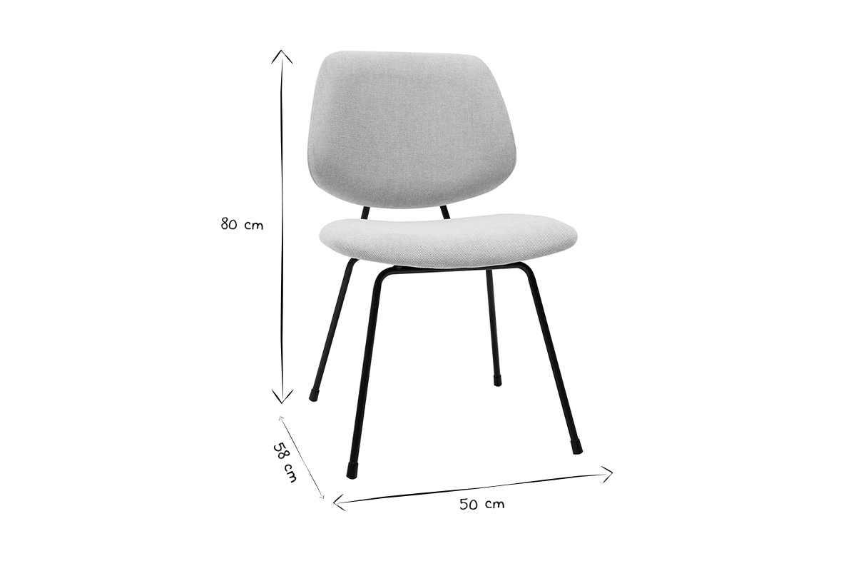 Chaises design en tissu effet velours textur� beige et m�tal noir (lot de 2) BARNET