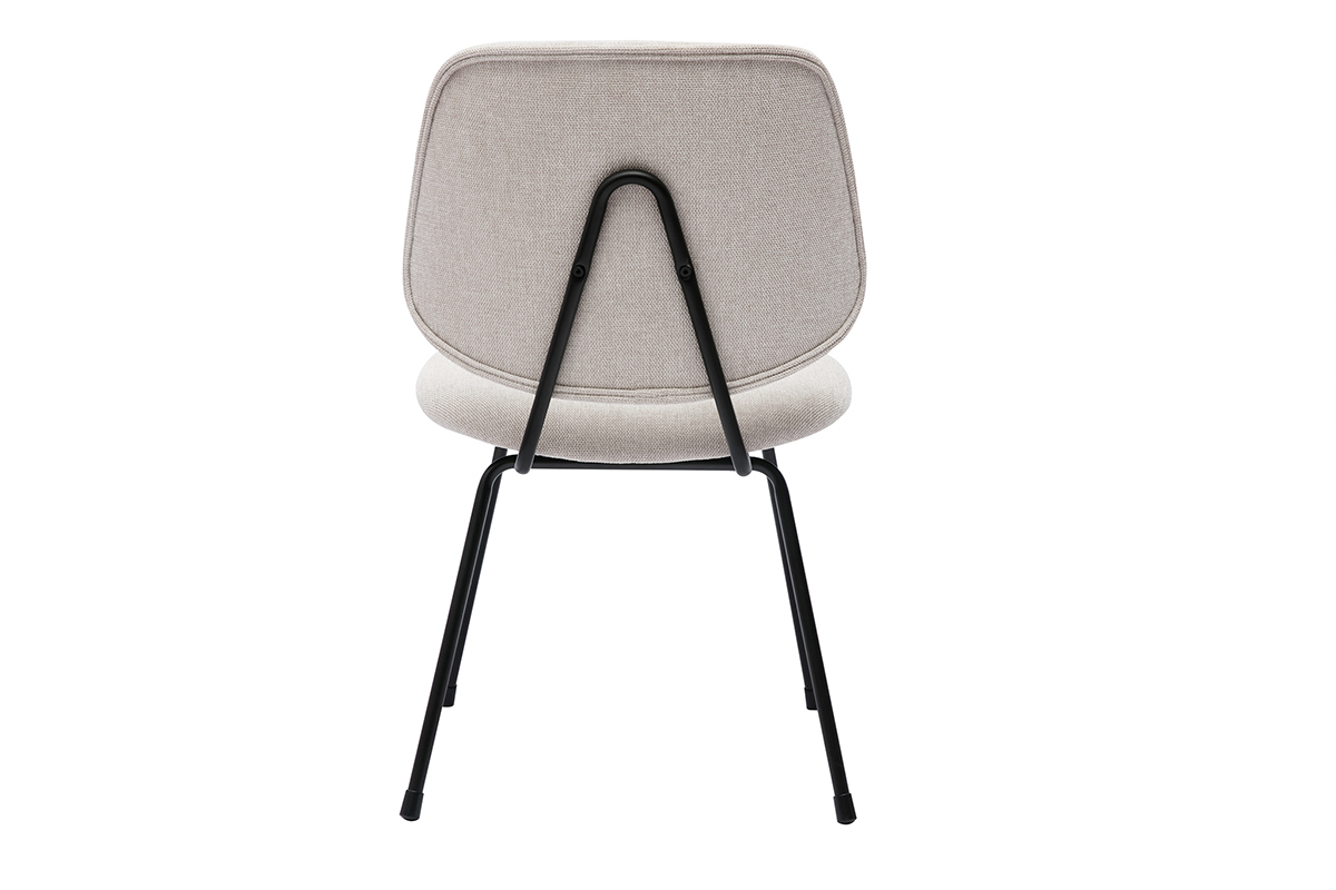 Chaises design en tissu effet velours textur� beige et m�tal noir (lot de 2) BARNET