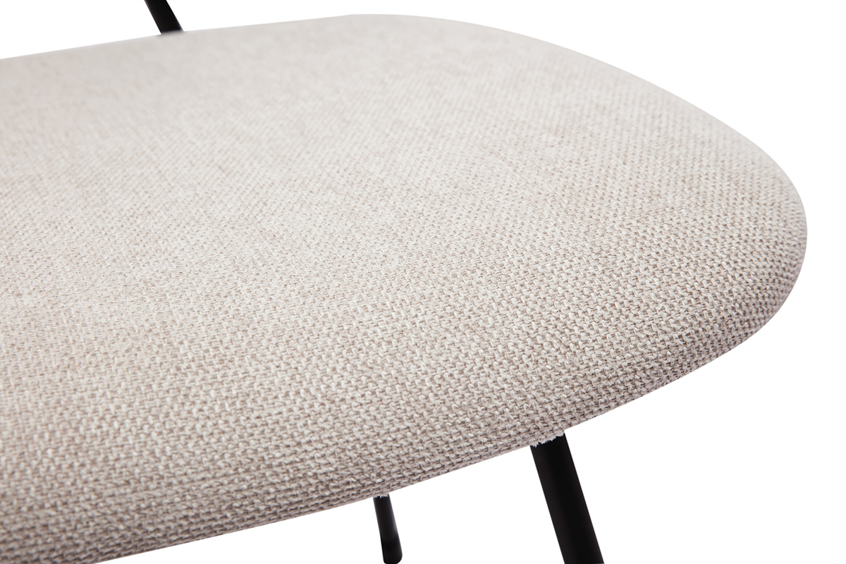 Chaises design en tissu effet velours textur� beige et m�tal noir (lot de 2) BARNET