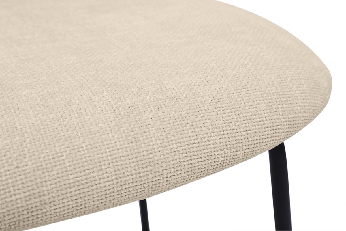 Chaises design en tissu effet velours textur� beige, m�tal noir et cannage rotin (lot de 2) MIRANDA