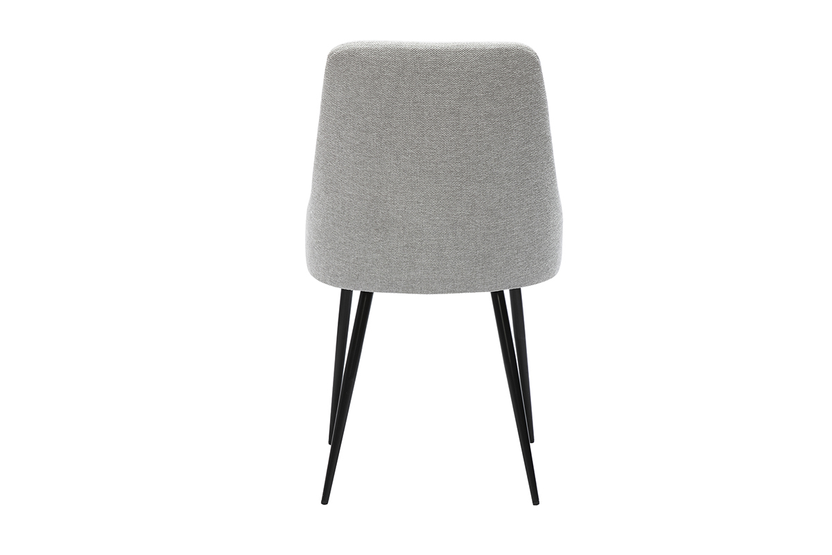 Chaises design en tissu effet velours textur� gris clair et m�tal noir (lot de 2) CULT