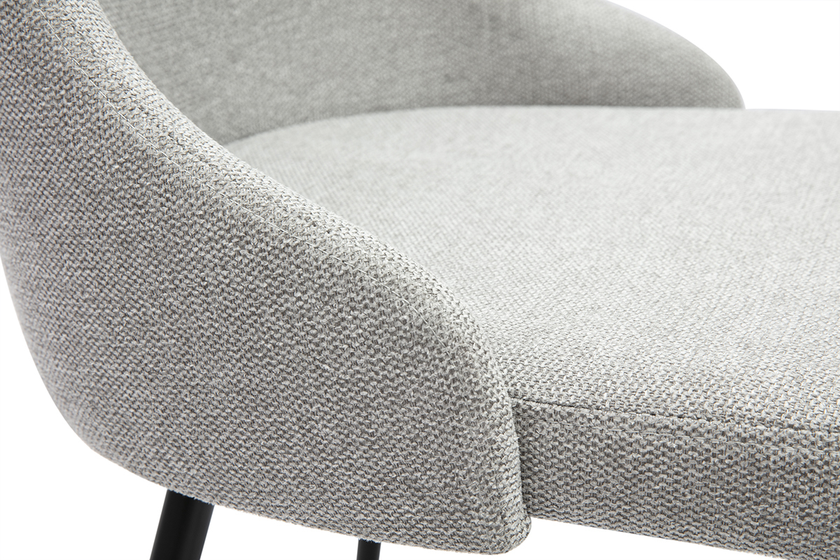 Chaises design en tissu effet velours textur� gris clair et m�tal noir (lot de 2) CULT
