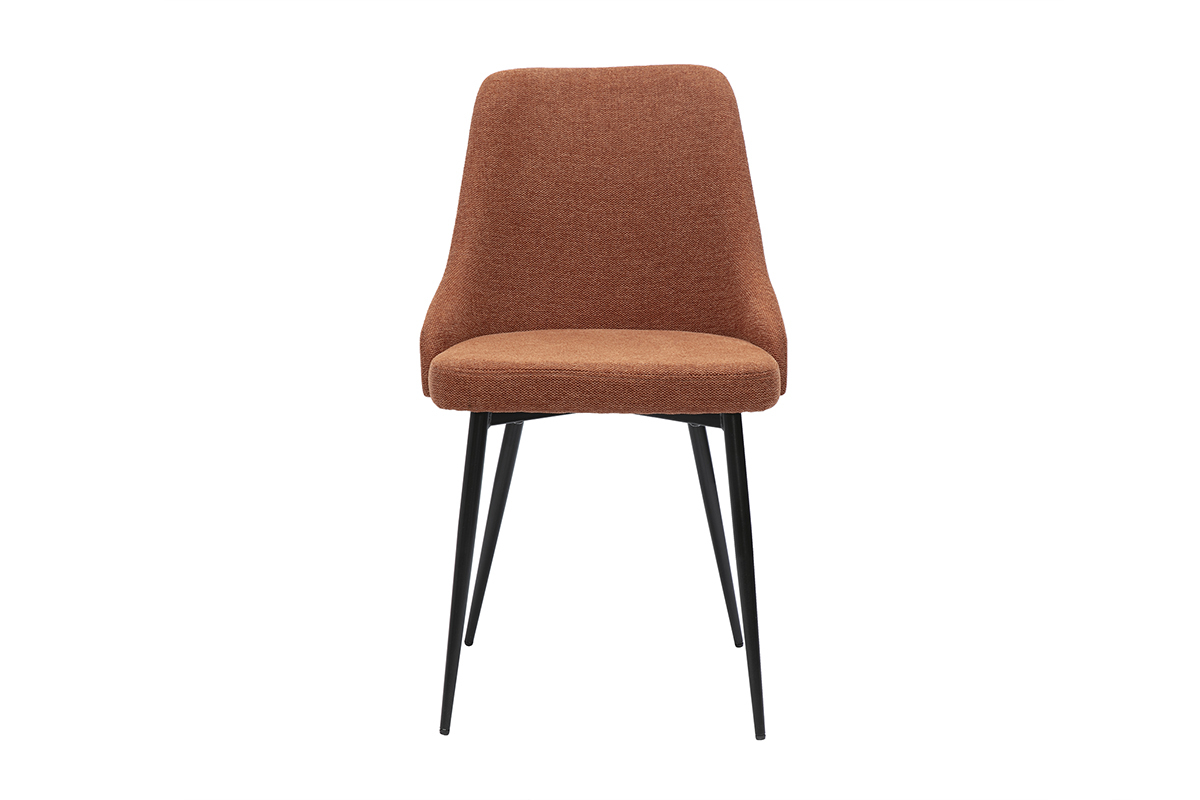 Chaises design en tissu effet velours textur� terre br�l�e et m�tal noir (lot de 2) CULT