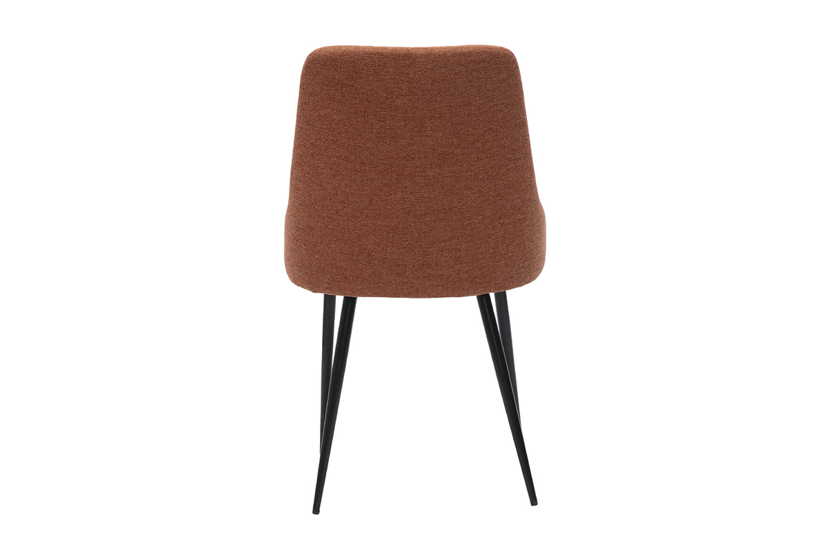 Chaises design en tissu effet velours textur� terre br�l�e et m�tal noir (lot de 2) CULT