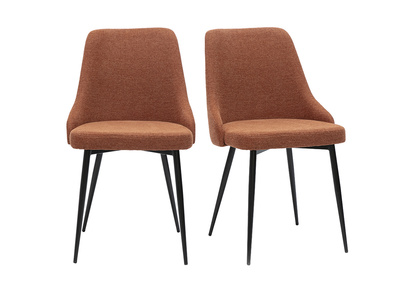 Chaises design en tissu effet velours textur&eacute; terre br&ucirc;l&eacute;e et m&eacute;tal noir (lot de 2) CULT