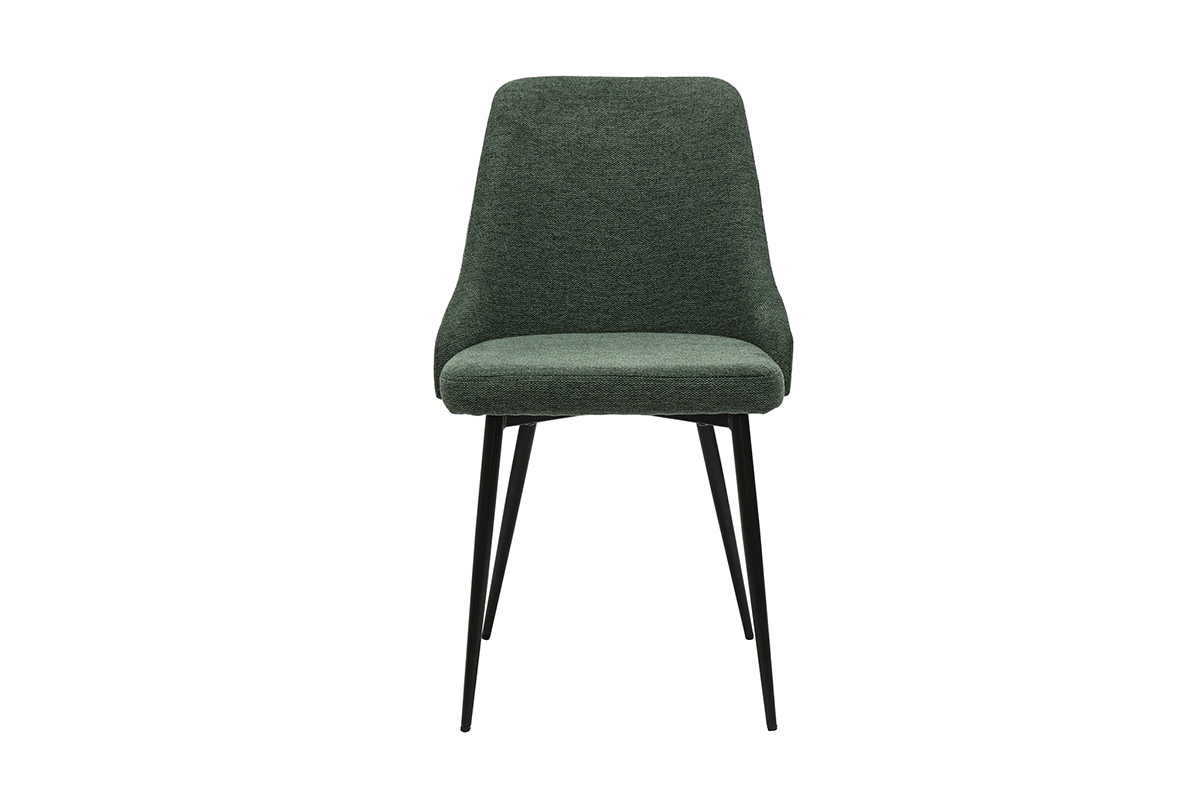 Chaises design en tissu effet velours textur� vert fonc� et m�tal noir (lot de 2) CULT