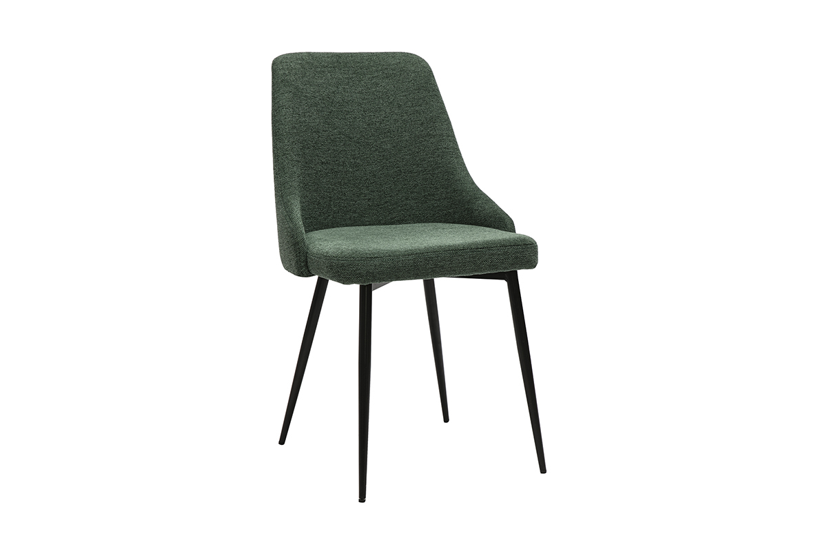 Chaises design en tissu effet velours textur� vert fonc� et m�tal noir (lot de 2) CULT