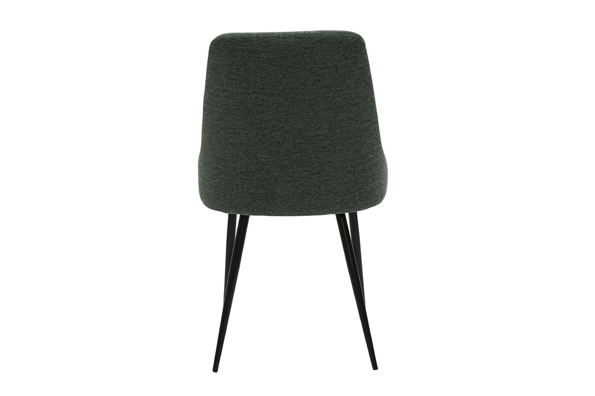 Chaises design en tissu effet velours textur� vert fonc� et m�tal noir (lot de 2) CULT